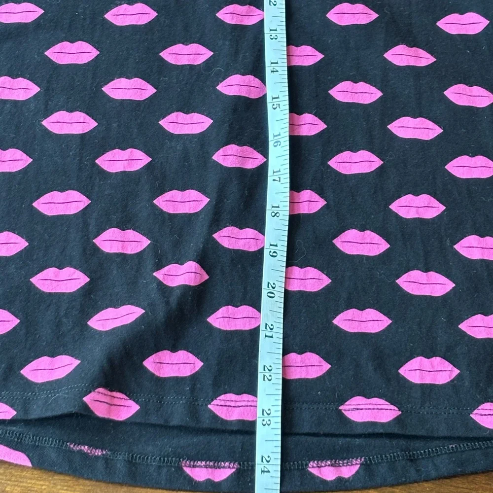 Black & Hot Pink Lip Print Pencil Skirt Stretch Knee Length Size 1X - Picture 5 of 6